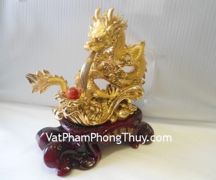 Rồng vàng đế gỗ to - tường long nạp tài A158